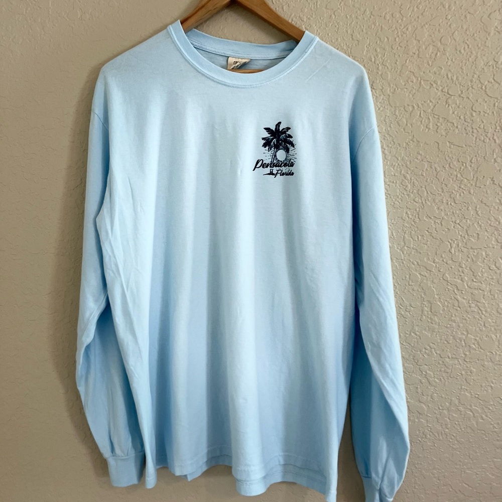 Comfort Colors Pensacola Florida long sleeve Light Blue Size Large Beach nwt
